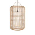 Suspension en rotin tressé beige cylindrique avec anse – Ø50 cm