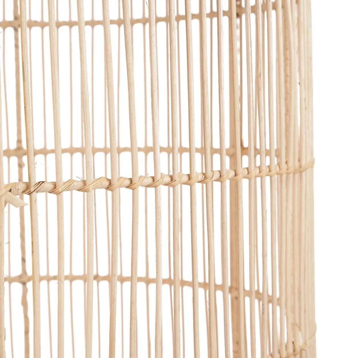 Suspension en rotin tressé beige cylindrique avec anse de Ø50 cm