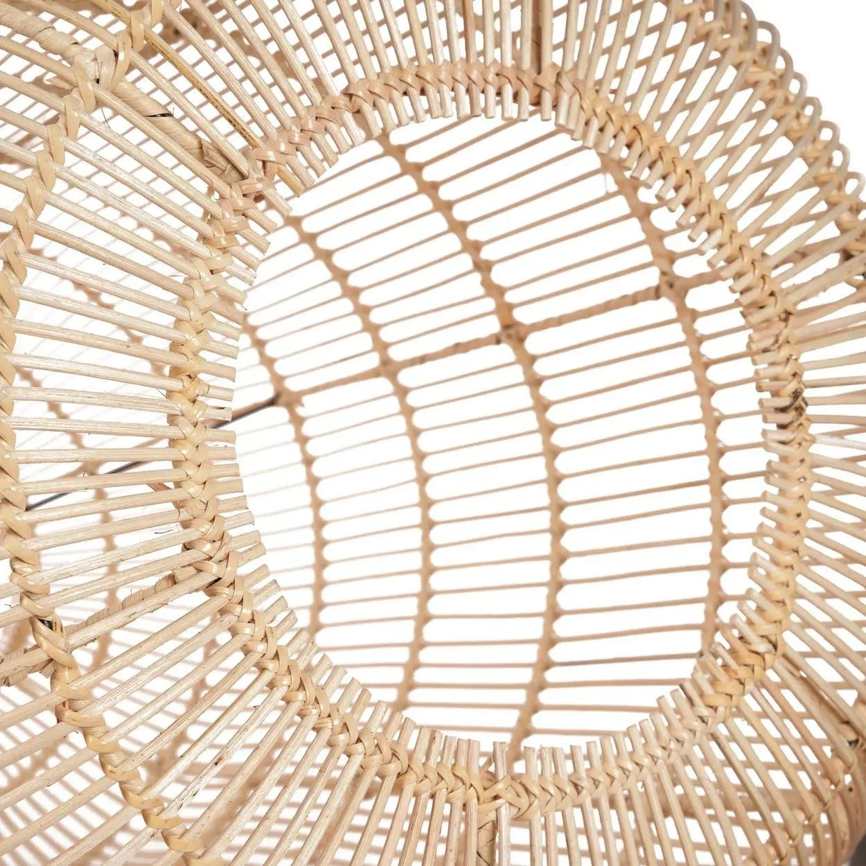 Panier en rotin tressé beige cylindrique avec une anse, diamètre 50 cm