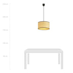 Suspension cylindrique en rotin tressé avec bordure noire, Ø35 cm