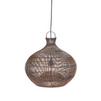 Suspension en rotin tressé brune Ø48 cm, forme bulbeuse rustique