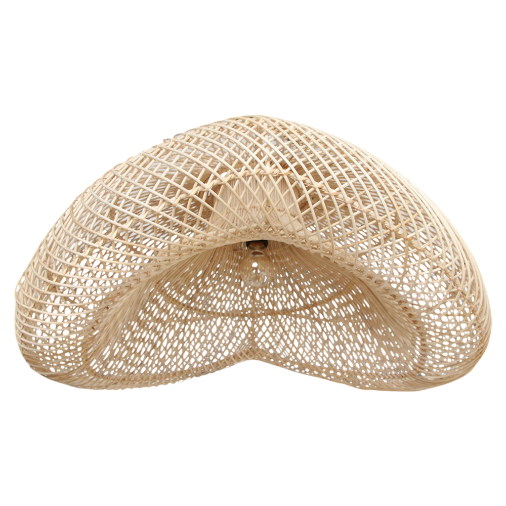 Suspension en rotin tressé beige forme demi-lune Ø75 cm