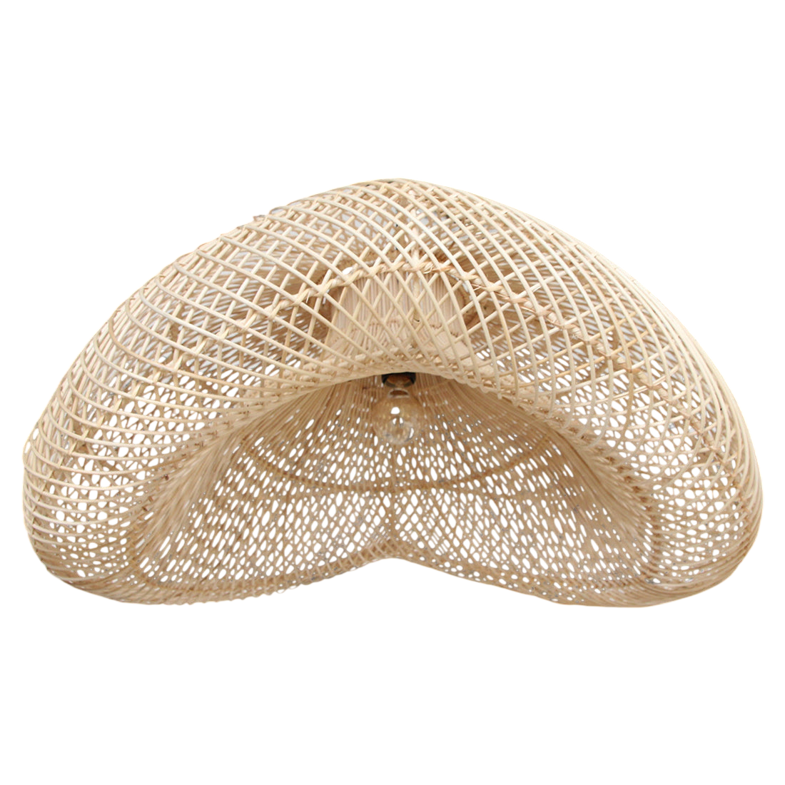 Suspension en rotin tressé beige forme demi-lune Ø75 cm