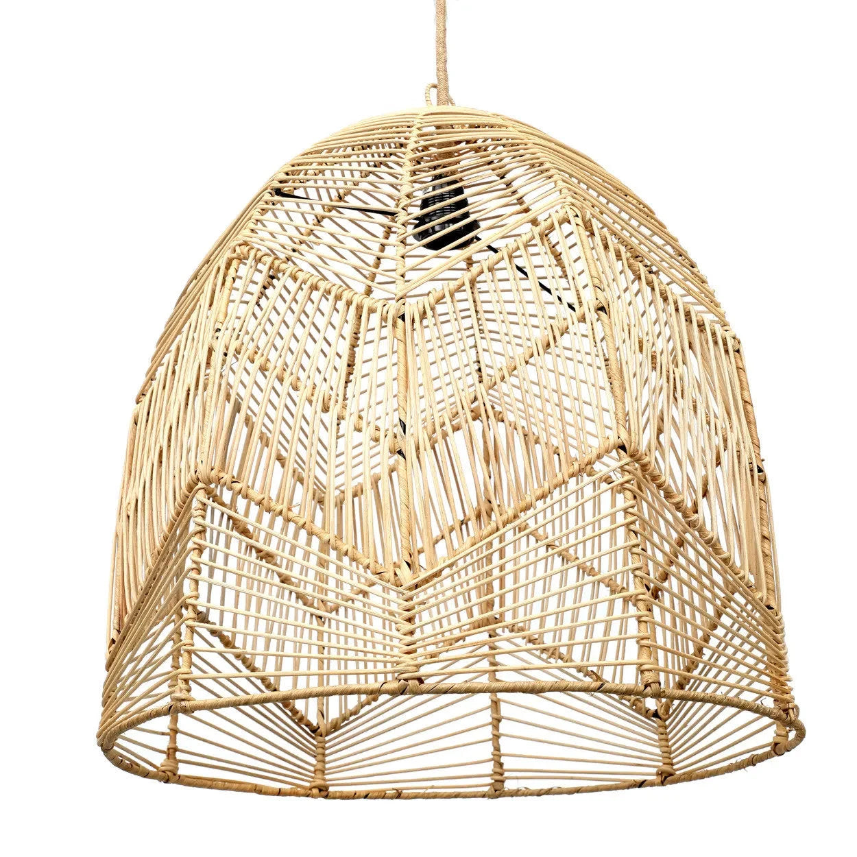 Suspension en rotin tressé naturel forme de cloche de 50 cm de diamètre