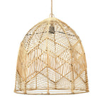 Suspension en rotin tressé naturel forme de cloche avec motif géométrique design