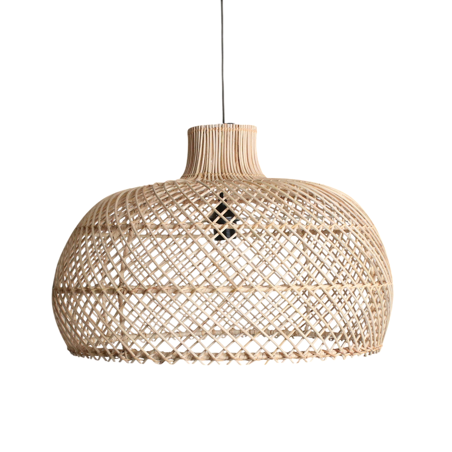 Suspension en rotin tressé naturel forme dôme – Ø57 cm