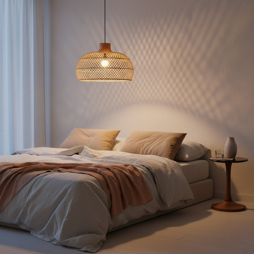 Suspension en rotin tressé naturel forme dôme – Ø57 cm