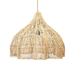 Abat-jour en rotin tressé naturel en forme de fleur ajourée pour suspension Ø60 cm