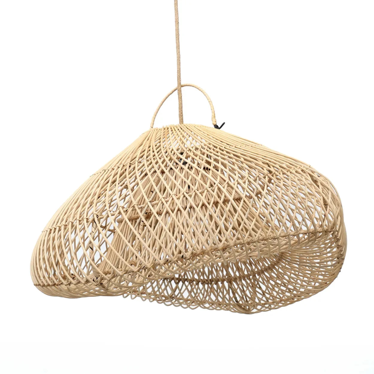 Suspension en rotin tressé naturel forme nuage, luminaire en osier Ø60 cm