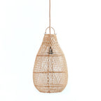 Suspension en rotin tressé naturel en forme ovale avec texture tissée, H60 cm