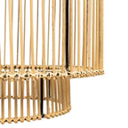 Suspension en rotin tressé naturel avec abat-jour cylindrique à deux niveaux Ø30 cm