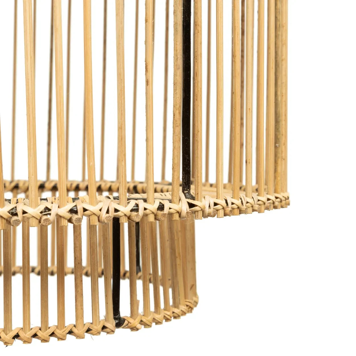Abat-jour cylindrique en bambou tressé naturel pour suspension en rotin niveau Ø30 cm