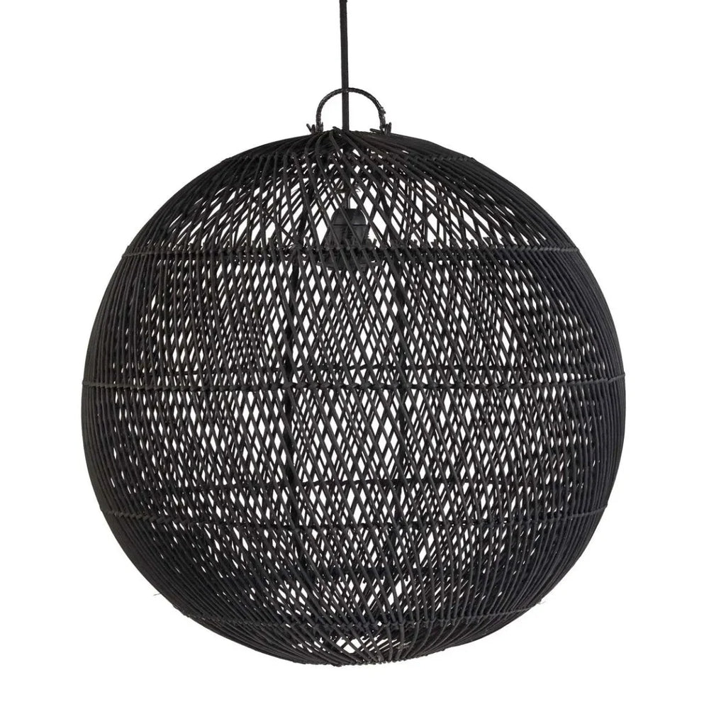 Suspension en rotin tressé – Noir ajouré – Ø50 cm