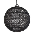 Suspension en rotin tressé – Noir ajouré – Ø50 cm