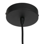Luminaire de plafond noir en rotin tressé avec intérieur en bois clair, design oval en suspension de 60 cm