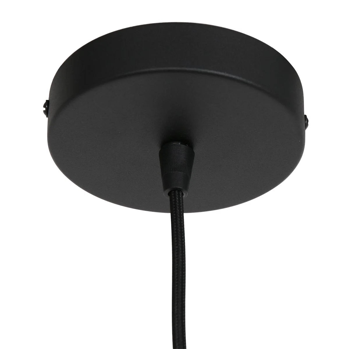 Luminaire de plafond noir en rotin tressé avec intérieur en bois clair, design oval en suspension de 60 cm