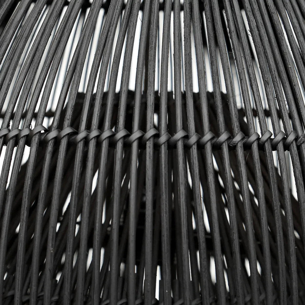 Abat-jour en rotin tressé noir forme goutte Ø50 cm texturé