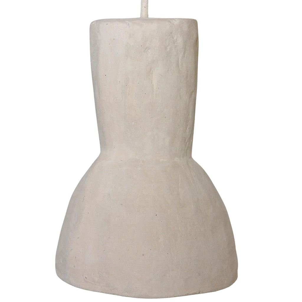 Bougie suspension sablier plâtre blanc cassé texturé 15x21 cm, vue off-white conique