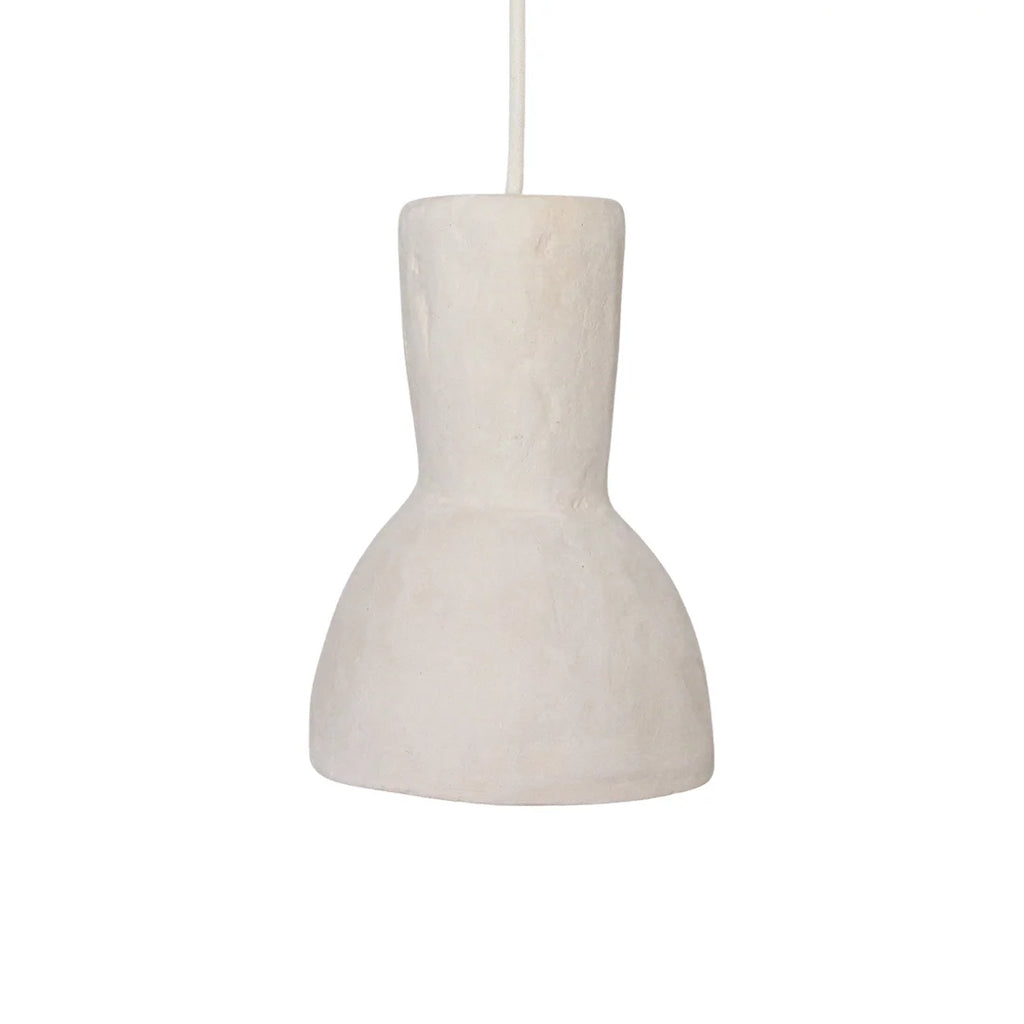 Lampe pendentif sablier plâtre blanc cassé texturé 15x21 cm minimaliste