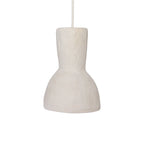 Lampe pendentif sablier plâtre blanc cassé texturé 15x21 cm minimaliste