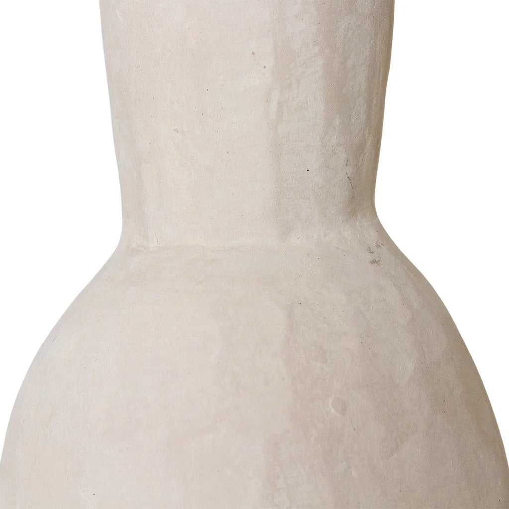 Vase céramique crème texturé en forme sablier blanc cassé 15x21 cm