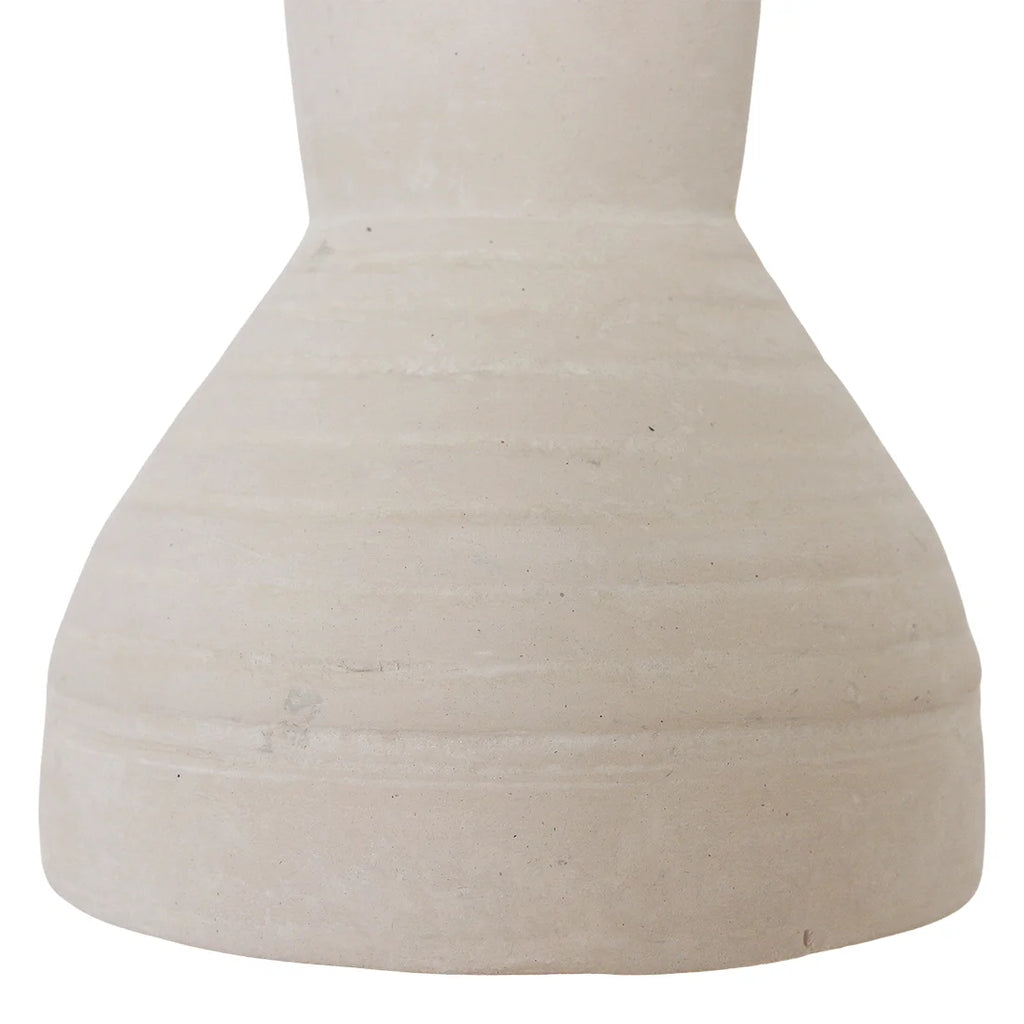 Vase céramique Suspension sablier texturée blanc cassé 15x17 cm, crémé à base évasée