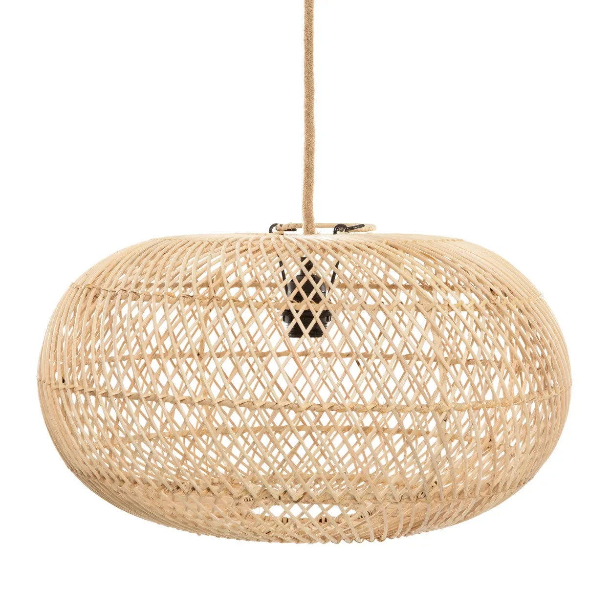 Suspension sphère en rotin naturel diamètre 50 cm avec ampoule apparente
