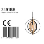 Suspension sphérique en bois et métal noir avec lampes noires et beiges, diamètre 45 cm