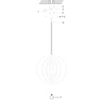 Schéma de fixation de suspension sphérique bois et métal noir, Ø45 cm