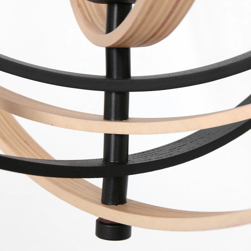 Cadre de chandelier en bois et métal noir sphérique suspension Ø45 cm