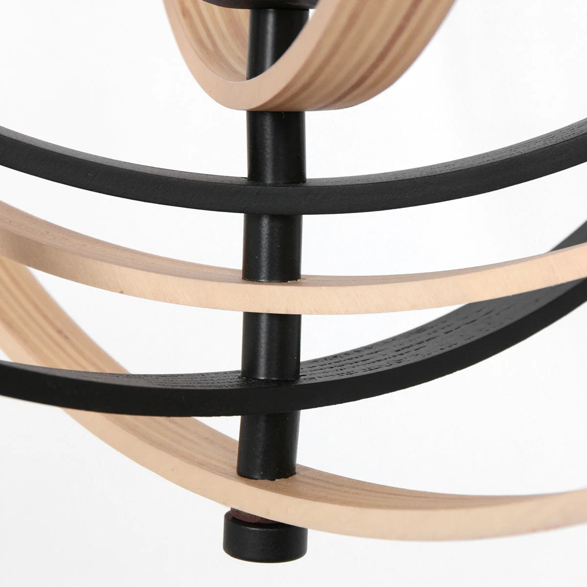 Cadre de chandelier en bois et métal noir sphérique suspension Ø45 cm