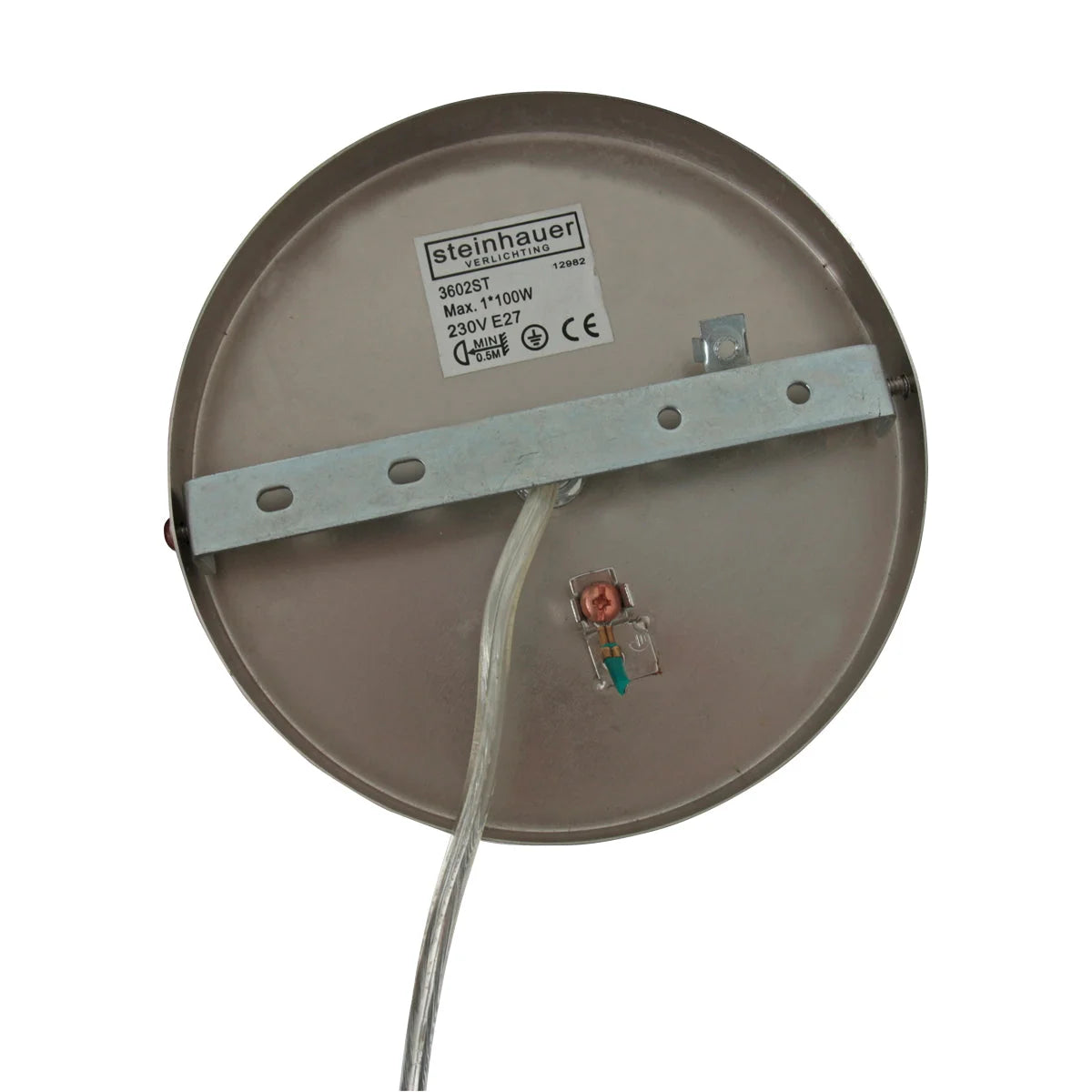 Rosace de plafond en métal brossé noir et doré pour luminaire avec câblage et fixation