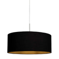 Suspension tambour tissu noir avec intérieur doré en métal brossé, diamètre 50 cm