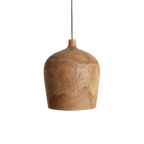 Suspension en teck naturel forme bouteille Ø25x28 cm rustique sculptée