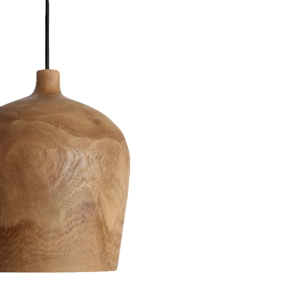 Suspension en teck naturel forme bouteille, Ø25x28 cm, rustique sculptée