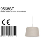 Abat-jour en tissu beige conique pour suspension en métal brossé Ø45 cm