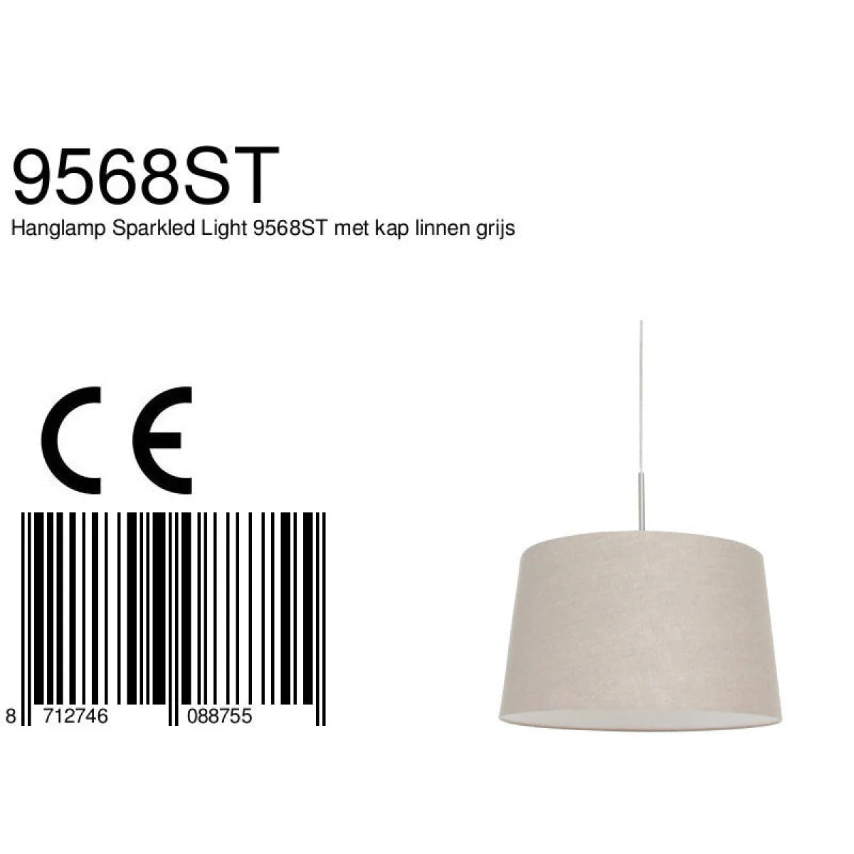 Abat-jour en tissu beige conique pour suspension en métal brossé Ø45 cm