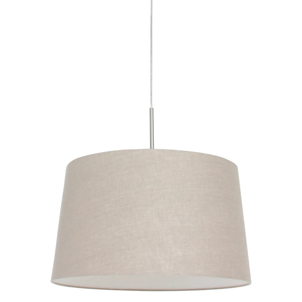 Suspension tissu beige abat-jour évasé en métal brossé de diamètre 45 cm