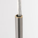 Tube en métal avec fil tressé inséré pour suspension tissu beige effet lin cylindre nickel brossé Ø50 cm