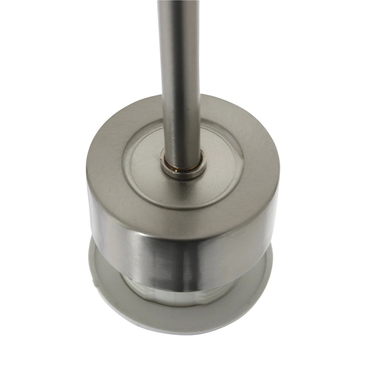 Poteau en acier inoxydable cylindrique pour rampe en verre avec base ronde, Suspension tissu beige effet lin Ø50 cm