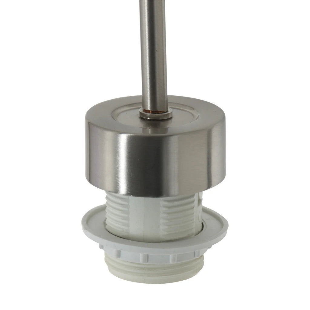 Support de lampe en nickel brossé avec base filetée blanche pour suspension tissu beige