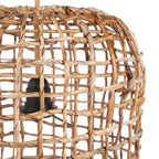 Suspension tressée en feuilles de bananier naturelle forme capsule ajourée – H57 cm