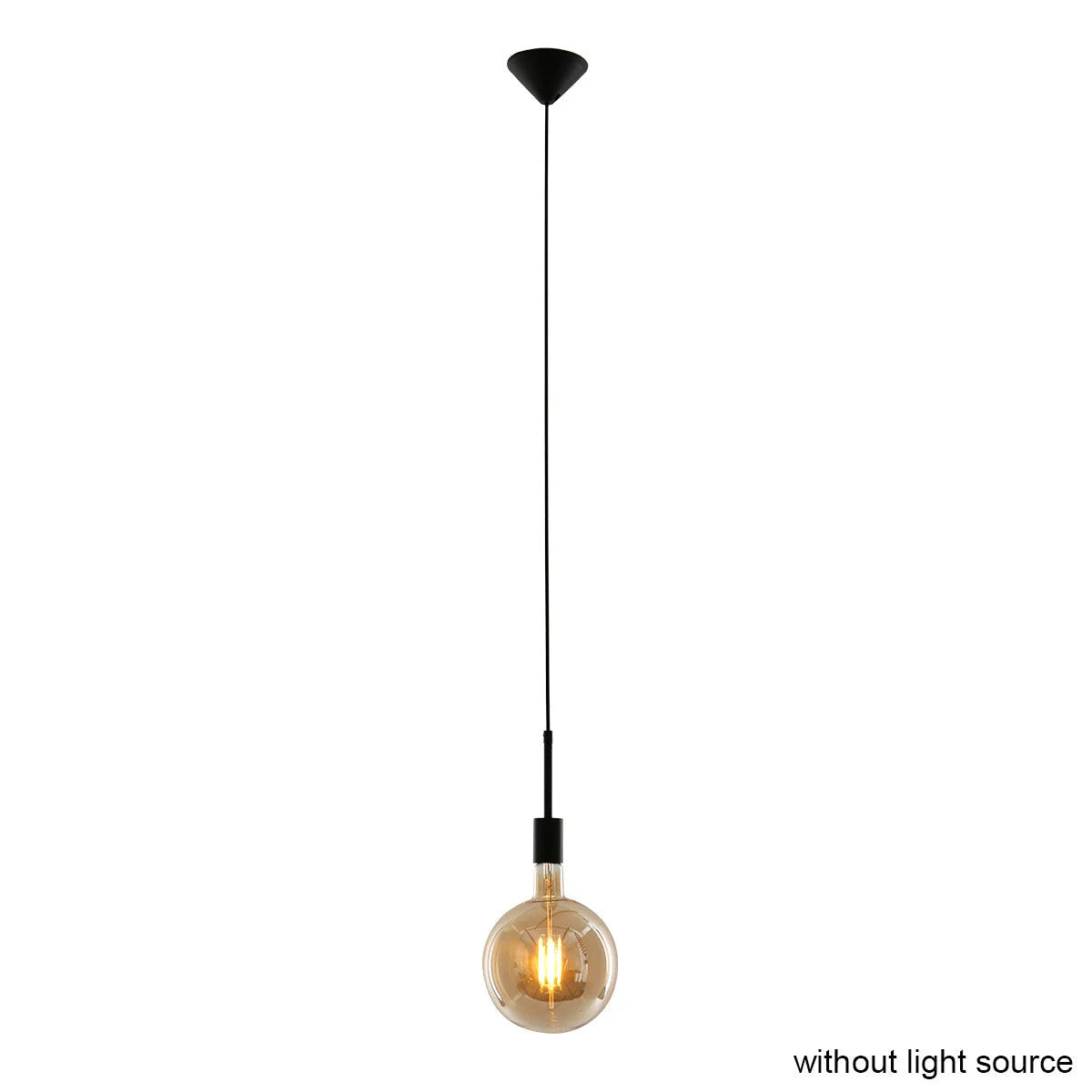 Suspension en verre ambré avec ampoule apparente, diamètre 100 cm, luminaire suspendu sophistiqué