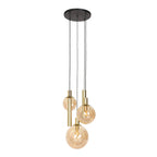 Suspension en verre ambré et laiton à globes multiples ajustables – Ø60 cm