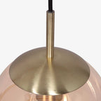 Suspension en verre ambré et métal doré avec ampoule visible – Ø20 cm