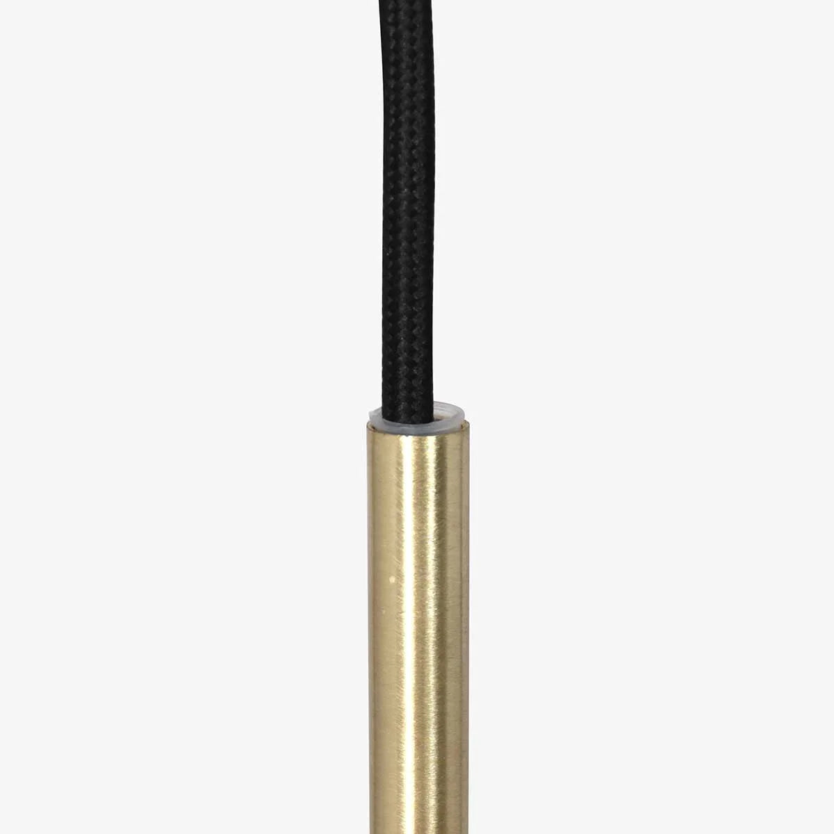 Tube en métal doré avec cordon noir pour suspension en verre ambre sphère Ø25 cm