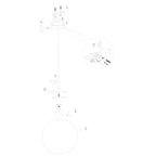 Diagram éclaté d’un plafonnier en verre ambre et métal doré sphérique Ø30 cm