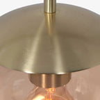 Suspension en verre ambre et métal doré sphérique avec ampoule à filament exposé