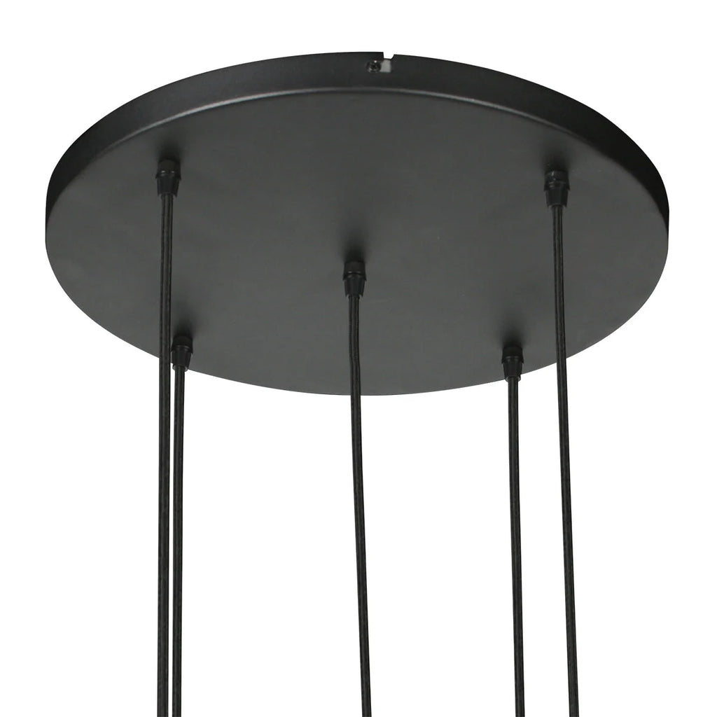Luminaire de plafond circulaire noir pour suspension en verre beige avec abat-jours ovales