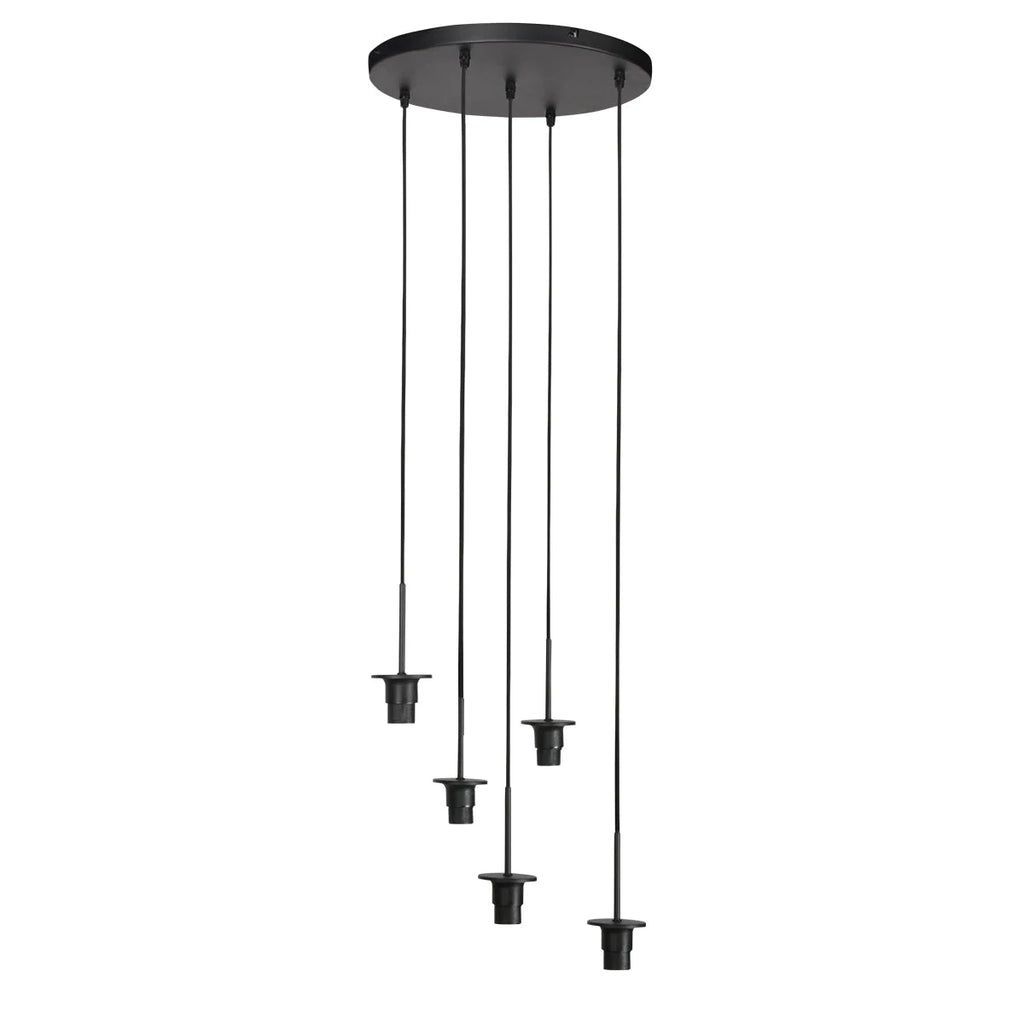 Luminaire suspendu noir multi-abat-jours ovales en verre beige pour intérieur élégant